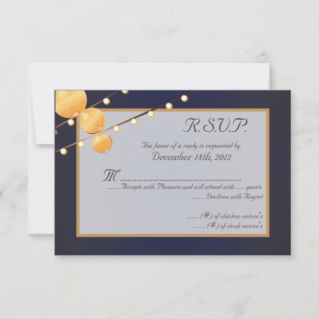 3x5 R.S.V.P. Antwortkartenpapierleuchten auf blaue RSVP Karte (Vorderseite)
