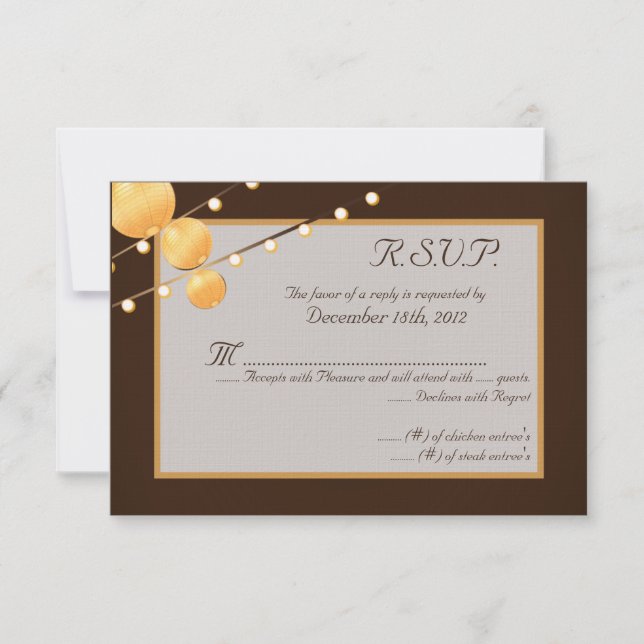 3x5 R.S.V.P. Antwortkartenpapierleuchten auf braun RSVP Karte (Vorderseite)