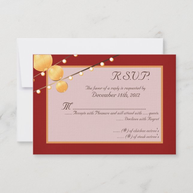 3x5 R.S.V.P. Antwortkartenpapierleuchten auf Rot RSVP Karte (Vorderseite)