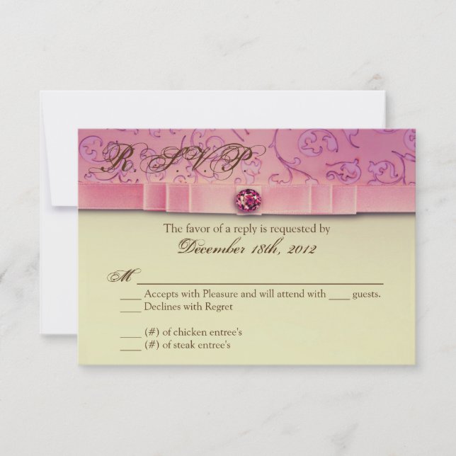 3x5 R.S.V.P. Reply Card Amethyst Jewel Embossed RSVP Karte (Vorderseite)