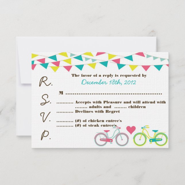 3x5 R.S.V.P. Reply Card Liebhaber des Fahrradfahre RSVP Karte (Vorderseite)