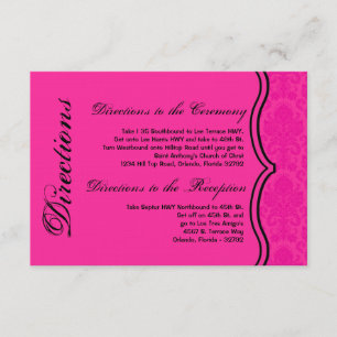 3x5 Richtungen Karte Hot Pink Bla Damask Lace Prin