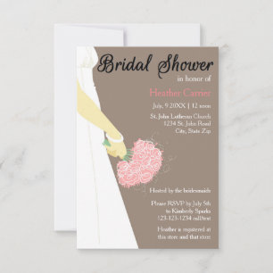 3x5 Vertikale Kleid & Bouquet - Brautparty-Einladu Einladung