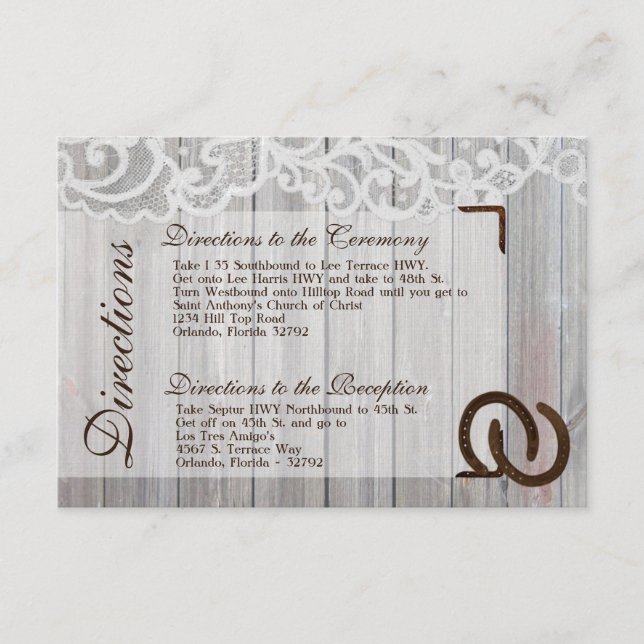 3x5 Wegbeschreibung Karten Hochzeitspferde auf Hol (Vorderseite)