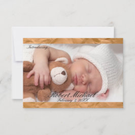 3x5Beautiful Brown Rustic Newborn Boy Ankündigung