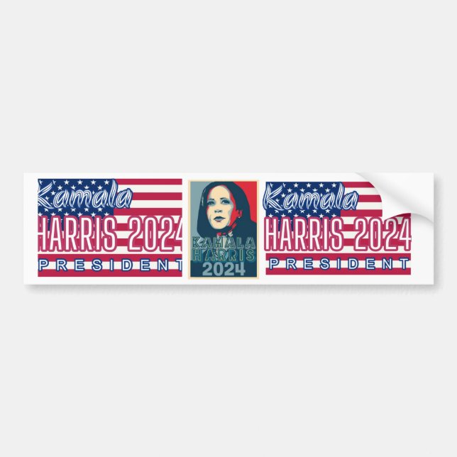 3x Kamala Harris Stickers 2024 für den Präsidenten Autoaufkleber (Vorne)