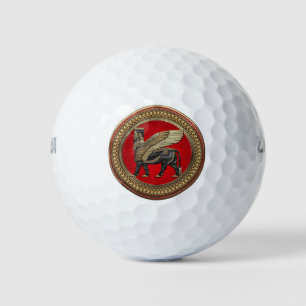 [400] Assyrian Winged Bull: Gold and Black Lamassu Golfball