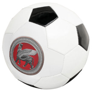 [400] Assyrian Winged Bull: Silver & Black Lamassu Fußball