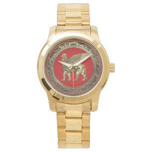 [400] Assyrian Winged Löwe - Gold Lamassu Armbanduhr
