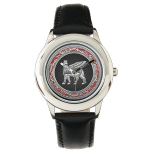[400] Babylonischer Flügelbull [Silber] [3D] Armbanduhr
