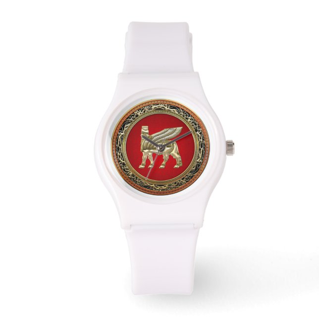 [400] Babylonischer Winged Bull Lamassu [3D] Armbanduhr (Vorderseite)
