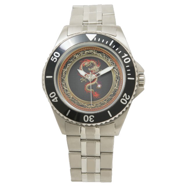 [400] Goldener chinesischer Drache Fucanglong Armbanduhr (Vorderseite)