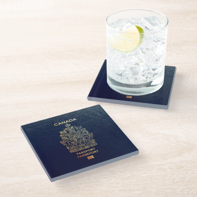 [400] Kanadischer Passport Glasuntersetzer (Schrägansicht)