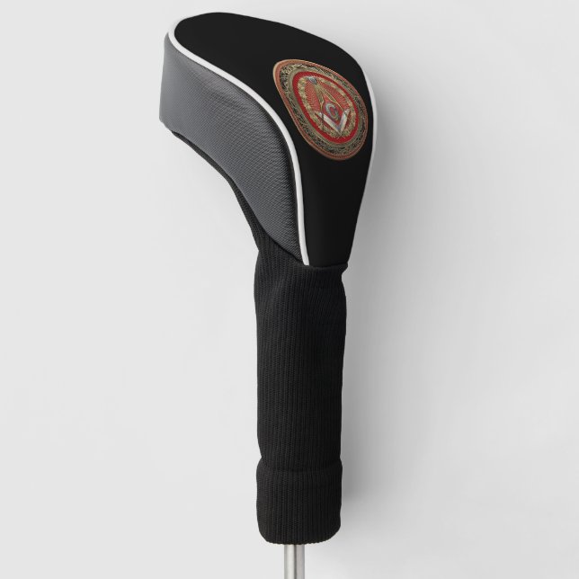 [400] Master Mason - Gold Square & Compasses Golf Headcover (angewinkelt)