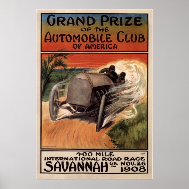 400 Mile International Road Race Savannah GA 1908 Poster (Vorne)