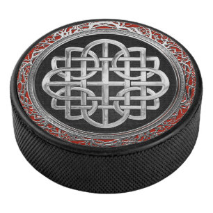 [400] Sacred Celtic Silver Knot Cross Eishockey Puck