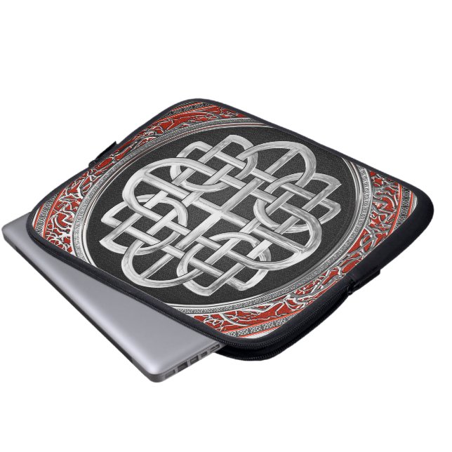 [400] Sacred Celtic Silver Knot Cross Laptopschutzhülle (Vorne Knopf)
