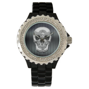 [400] Silver Human Skull Armbanduhr