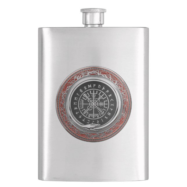 [400] Vegvisir - Viking Silver Magic Runic Compass Flachmann (Vorderseite)