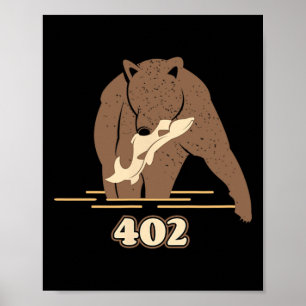 402 Fischbär Fett Brown Grizzly Lover Oktober Poster