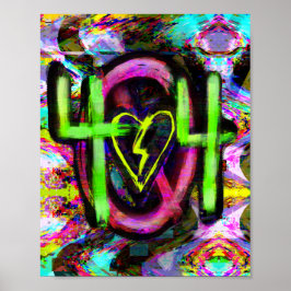 404 Fehlermeldung Cyberpunk Dystopian Future Art Poster