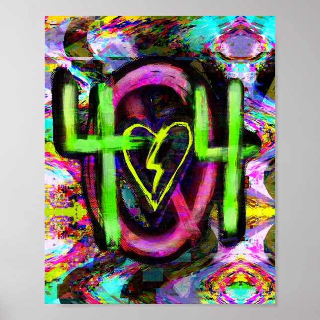 404 Fehlermeldung Cyberpunk Dystopian Future Art Poster (Vorne)