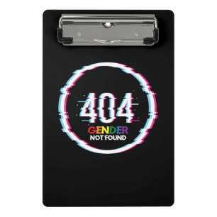 404 Geschlecht nicht gefunden   Funny LGBTQ   Stol Mini Klemmbrett