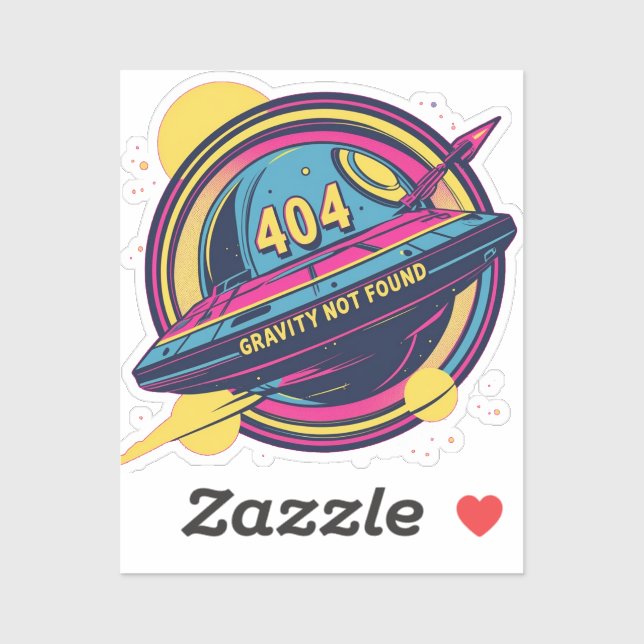 404 Gravity not found - Retro Space Pop Art Aufkleber (Blatt)