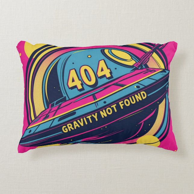 404 Gravity not found - Retro Space Pop Art Dekokissen (Vorderseite)