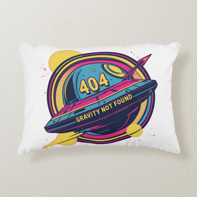 404 Gravity not found - Retro Space Pop Art Dekokissen (Vorderseite)