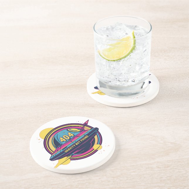 404 Gravity not found - Retro Space Pop Art Getränkeuntersetzer (Seite)