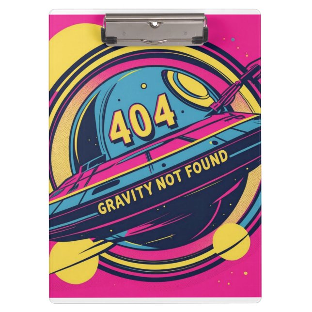 404 Gravity not found - Retro Space Pop Art Klemmbrett (Vorderseite)