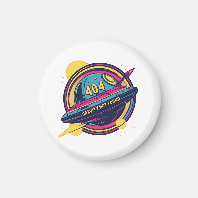 404 Gravity not found - Retro Space Pop Art Magnet (Vorne)