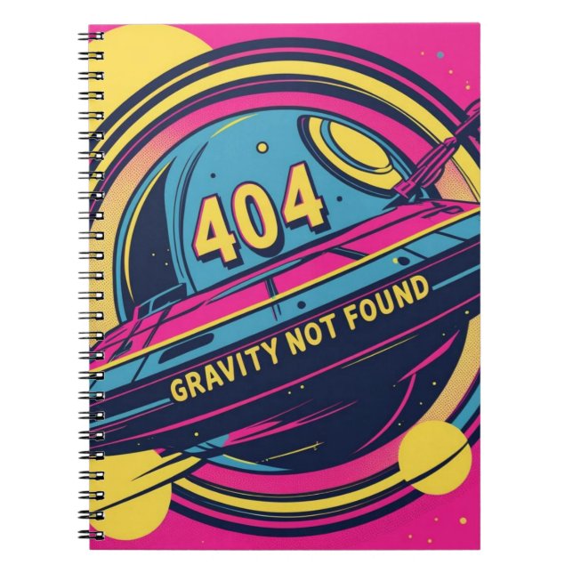 404 Gravity not found - Retro Space Pop Art Notizblock (Vorderseite)