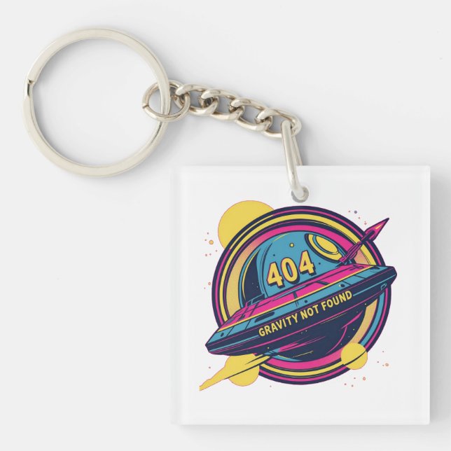 404 Gravity not found - Retro Space Pop Art Schlüsselanhänger (Vorderseite)