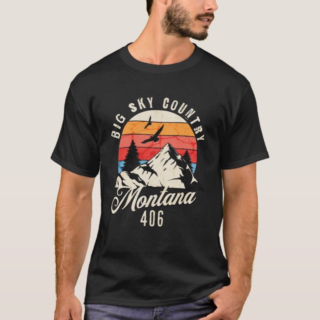 406 Montana Area Code Big Sky Country Montana Outd T-Shirt (Vorderseite)
