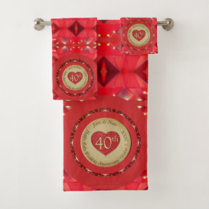 40./15. Ruby Anniversary Handtuch Badhandtuch Set
