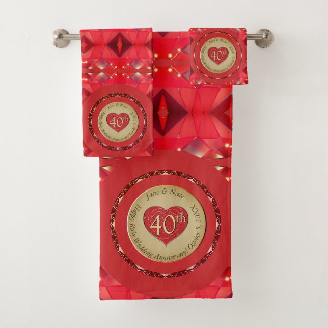 40./15. Ruby Anniversary Handtuch Badhandtuch Set (Insitu)