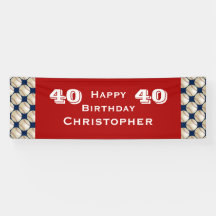 40., 45. Geburtstagsparty Baseball Red Blue