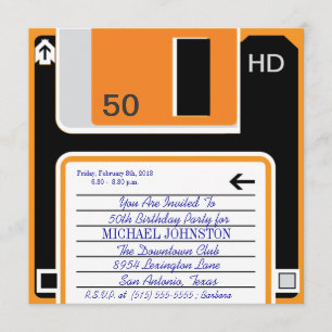40.50,60 Alter Retro-Diskette Geburtstagseinladung Einladung