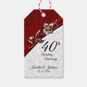 40., 52. oder 80. Ruby Floral Jahrestag Geschenkanhänger