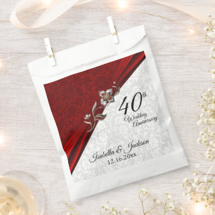 40., 52. oder 80. Ruby Floral Jubiläum Fvor B Geschenktütchen
