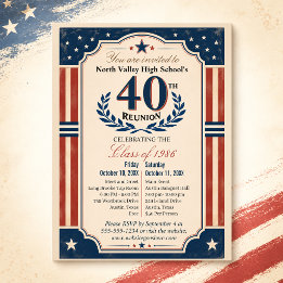 40. Abiturtreffen Americana Rot Weiß Postkarte