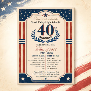 40. Abiturtreffen Americana Rot Weiß Postkarte