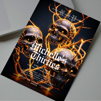 40. Adult Halloween Geburtstag Skull Moderne Einladung