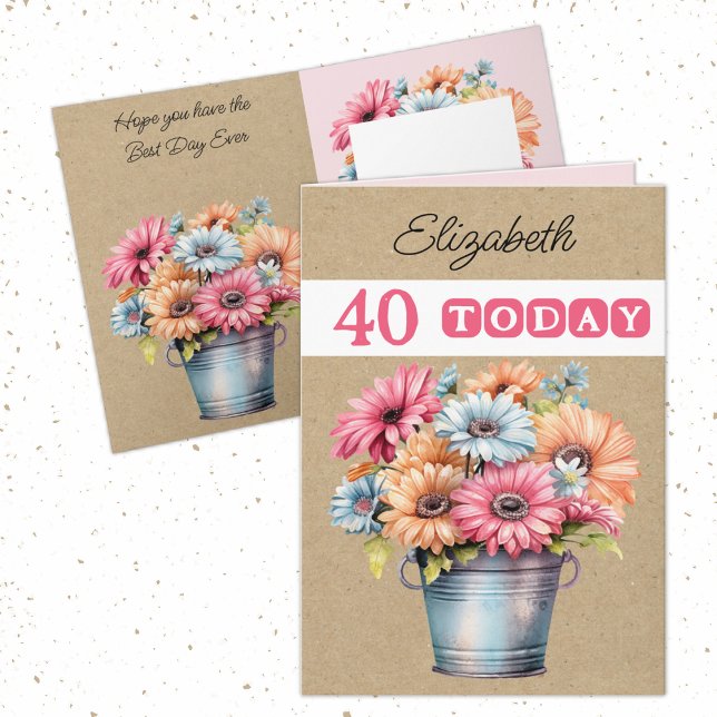 40. Alters gerberas Blume rosa Geburtstag Karte (Von Creator hochgeladen)
