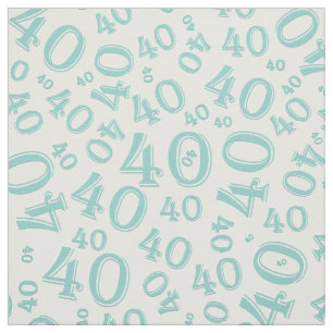 40 aquamarines und weißes Zahl-Typografie-Muster Stoff