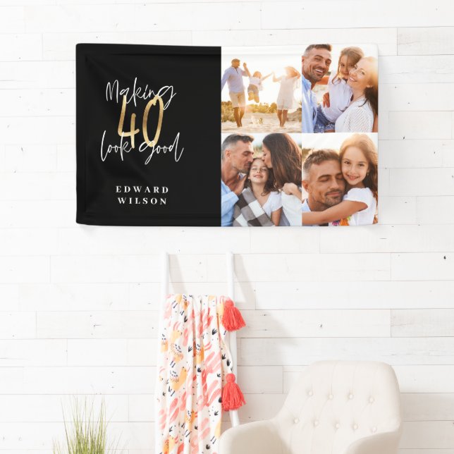 40 aussehen gut Schwarz und Gold Multi-Foto Banner (Insitu)
