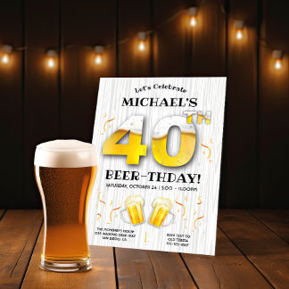 40. Bier Birthday Party Meilenstein Einladung