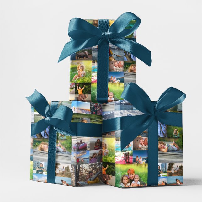40 Bild Foto Collage Geschenkpapier Set (40 Image Photo Collage Wrapping Paper Sheets)